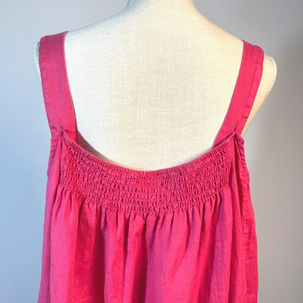 Eileen Fisher Organic Linen Square Neck Midi Dress Fuchsia Pink Womens Large - Picture 7 of 8